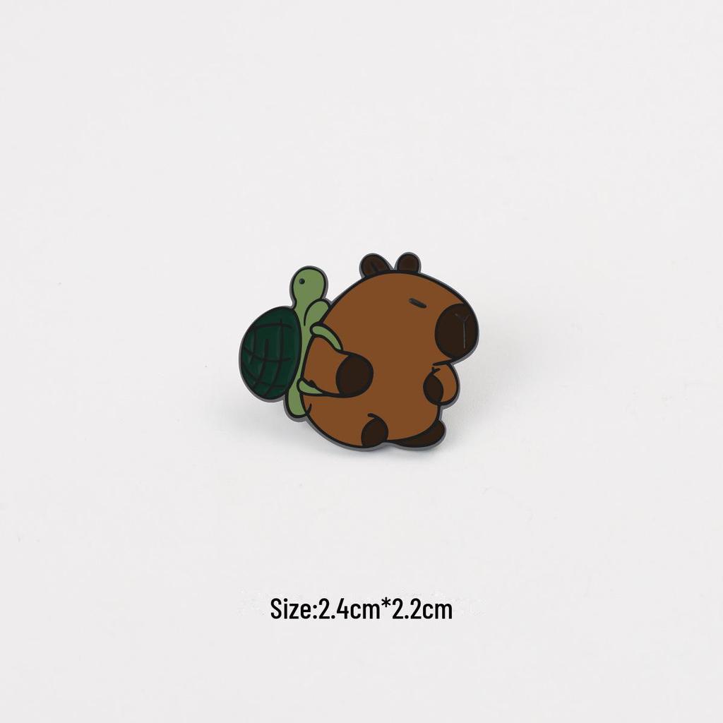 Милая мультяшная металлическая брошь-булавка «Капибара» – забавный аксессуар для рюкзака