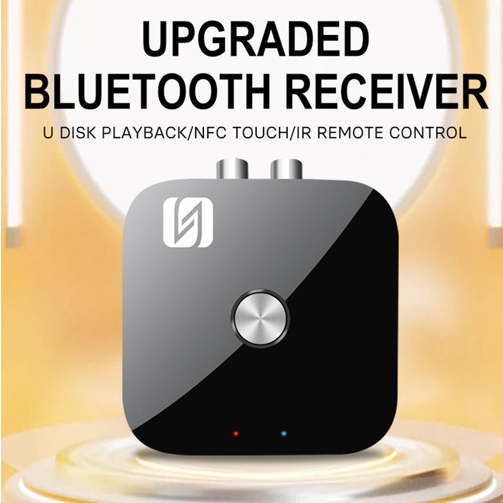 NFC Bluetooth Receiver 2RCA PD 3.5mm Jack Aux Wireless Adapter with Remote Control Car Bluetooth 5.3 Audio Receiver for TV