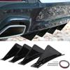 New 4pcs Universal Car Red Black Carbon Fiber Pattern Modified Shark Fin Rear Spoiler Rear Bumper Lip Diffuser Anti-collision