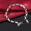925 Sterling Silver Box Buckle Chain Bracelet Fashion Charm Jewelry