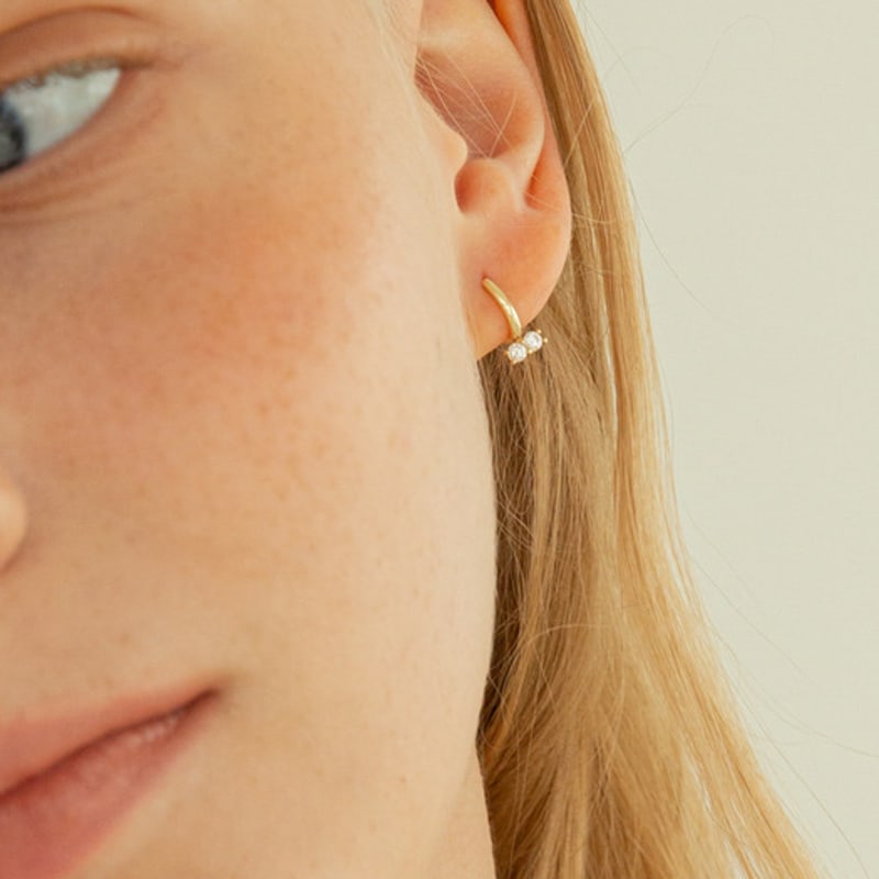 Серьги-кольца LUNNE 14k Double Q с застежкой-щелчком (14-каратное золото) #L01