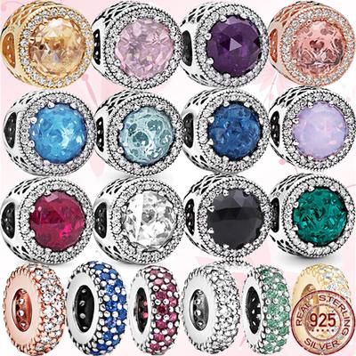 Сверкающее серебро 925 пробы, сверкающее темно-синее, розовое и морское море, очаровательная темно-синяя бусина, подходит для оригинального модного браслета, ювелирные изделия своими руками, подарок