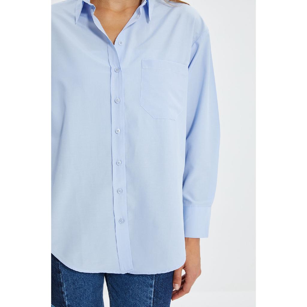 Белая рубашка-бойфренд с одним карманом/широкая хлопковая рубашка Twoaw20go0115