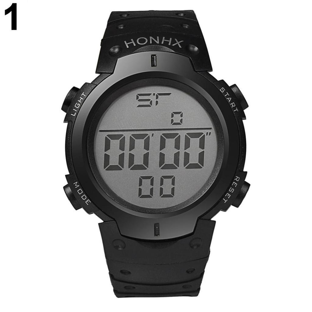 HONHX мужские спортивные часы повседневные для взрослых студентов круглый экран светодиодная подсветка водостойкие наручные часы