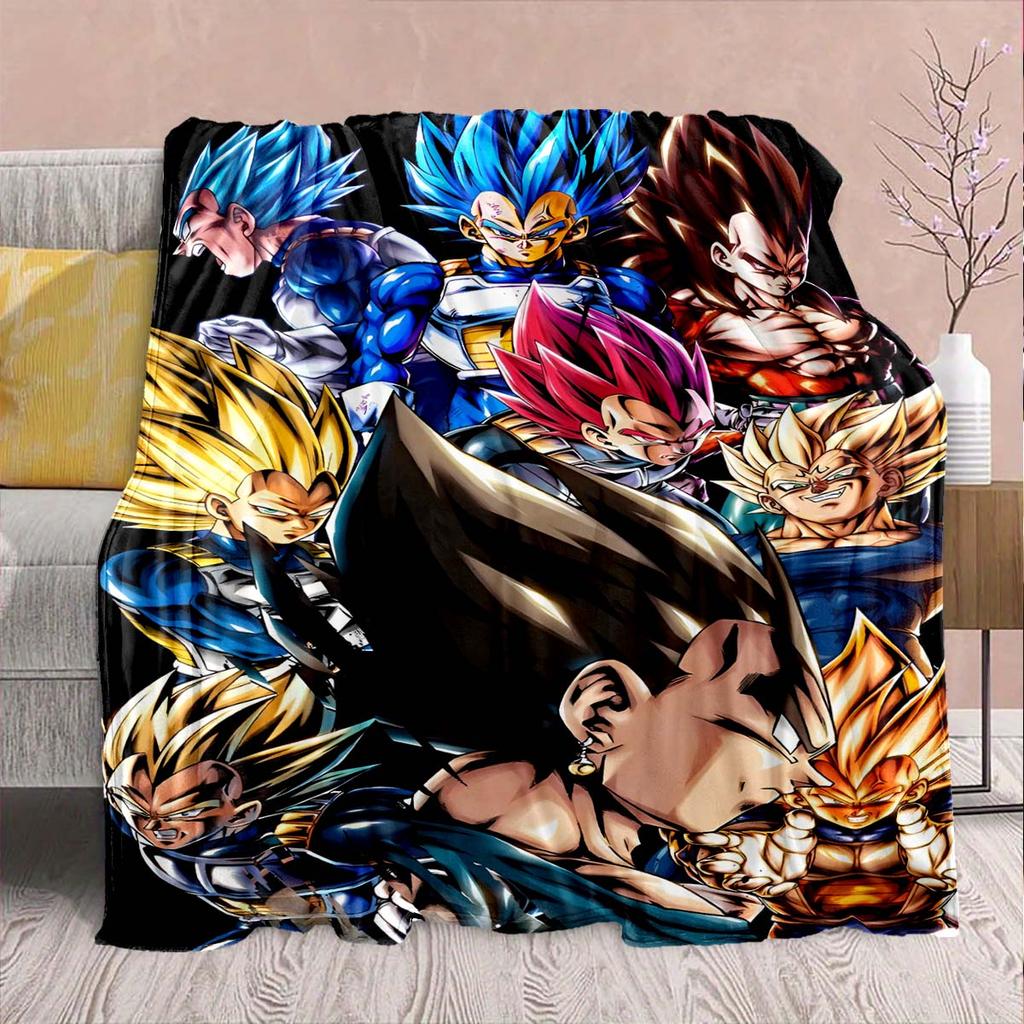 Фланелевое одеяло из аниме Dragon Ball - Мягкое, теплое, идеально подходит для дивана, постельного белья, кемпинга, путешествий, офиса, домашнего декора -QJY
