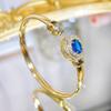CMM Modern Jewelry European Fashion Sapphire Color Zircon Opening Adjustable Bracelet Bangle Golden Woman All-Match Jewelry Accessories