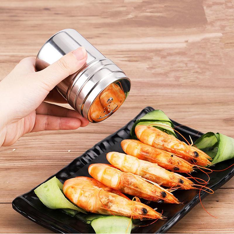 Stainless Steel Pepper Bottle with Rotating Cover Seasoning Storage Can Spice Jar Salt Sugar Container Kitchen Tools