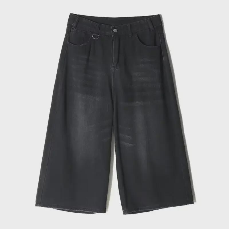 Men's Retro Wide-Leg Jeans - Spring/Autumn Loose Fit, Large Sizes