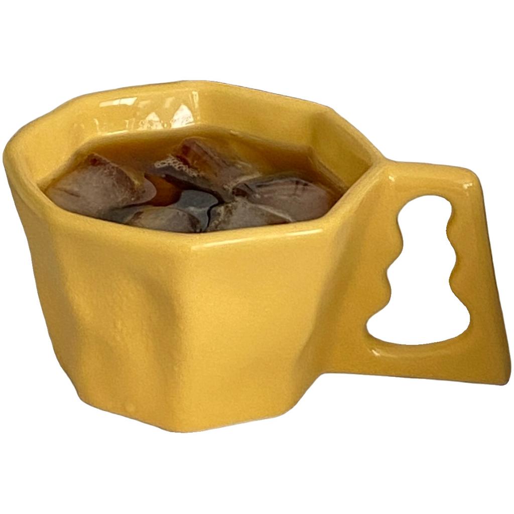 Hand Pinched Irregular Ceramic Mug Square Handle Water Cup Coffee Milk Cup Style Interesting Mug Coffee Cup Ornament