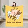 Cartoon L-Lulu Pig  Warm Soft Blankets  Travel Office Throw Blanket Street Trend Couch Chair Flannel Bedspread Sofa Bed Cover