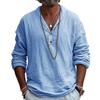 Мужская рубашка из хлопковой смеси с длинным рукавом и лацканами, однотонная повседневная пляжная рубашка на весну и лето для повседневного ношения в отпуске