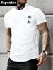 Men's Summer Casual Loose Size Cotton Coconut Trees Print Round Neck Short Sleeve T-shirt Top