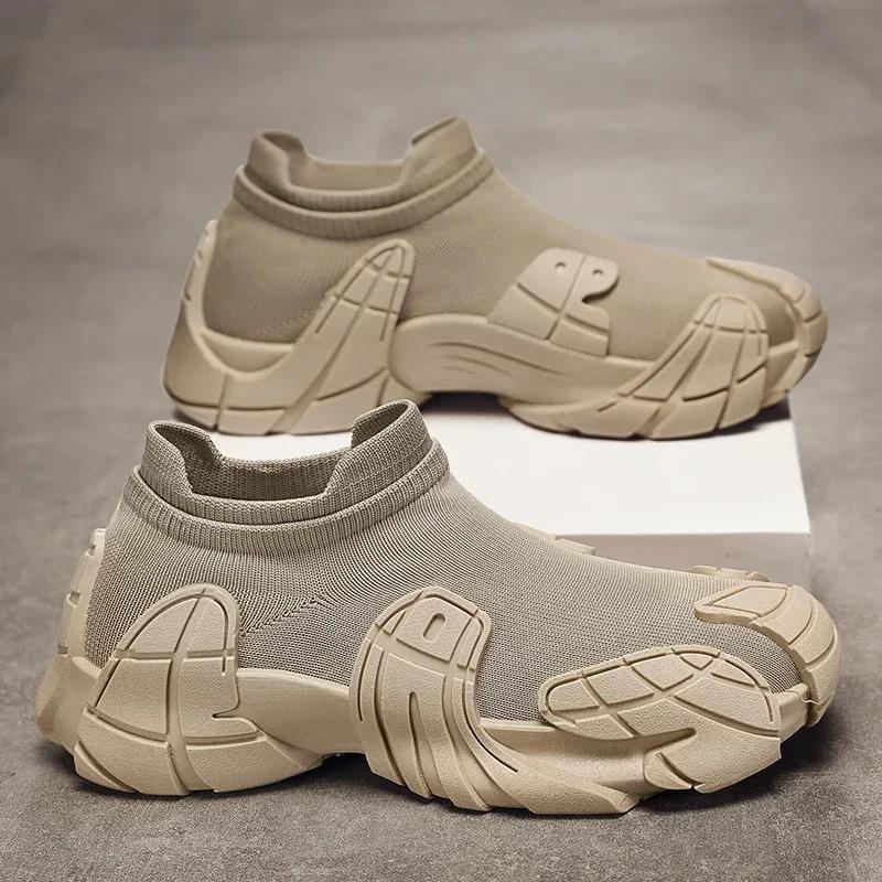 Men's Summer New Breathable Mesh Sports Shoes, Fashionable Thick Soled Lightweight Mesh Shoes, One Foot Soft Soled Casual Shoes