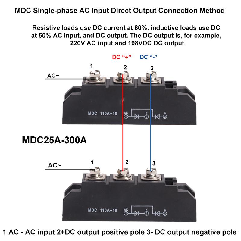 Однофазный выпрямительный ламповый высокомощный MDC 25A 55A 70A 90A 110A 130A 200A 250A 1600V выпрямительный мостовой диодный транзисторный модуль