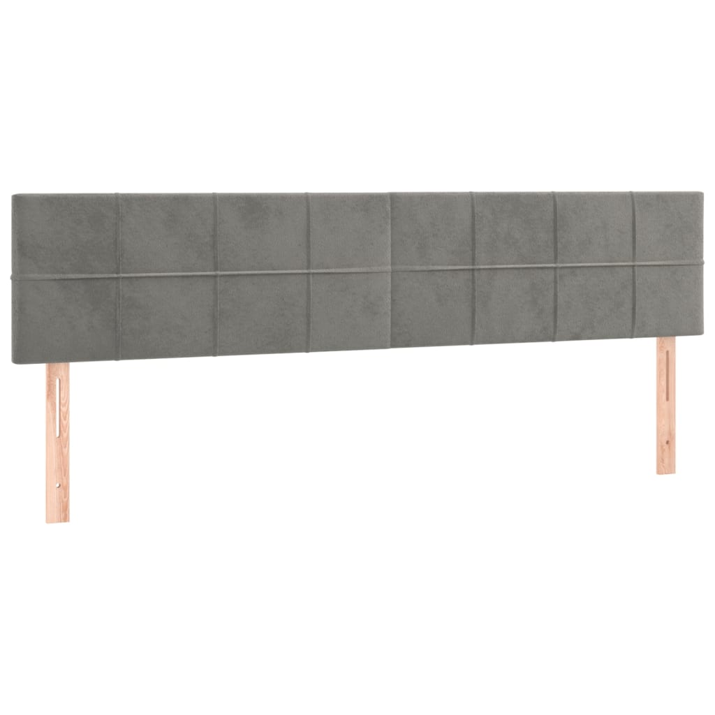 Box Spring Bed with Mattress & LED Lights Light Grey 180 x 200 cm Velvet