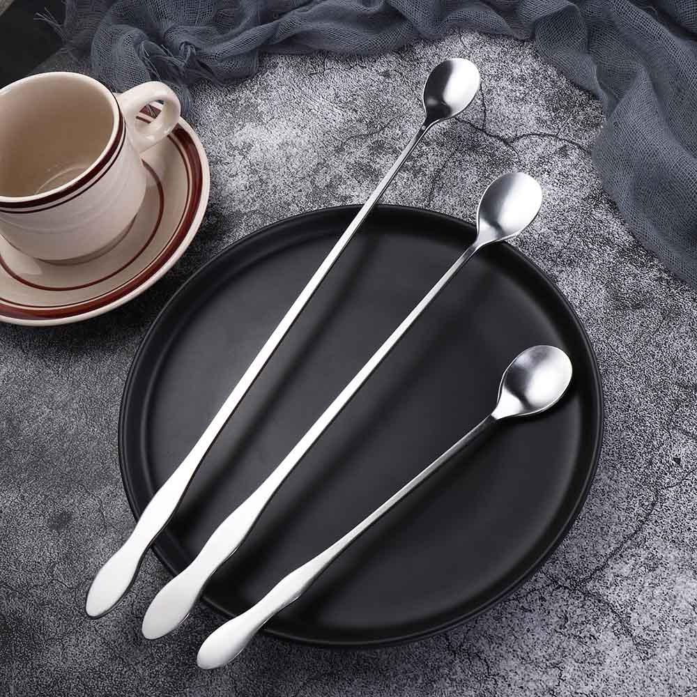 Steel Coffee Ice Cream Bartender Cocktail Stirring Tool Bar Spoon Mixing Stirrers Teaspoon