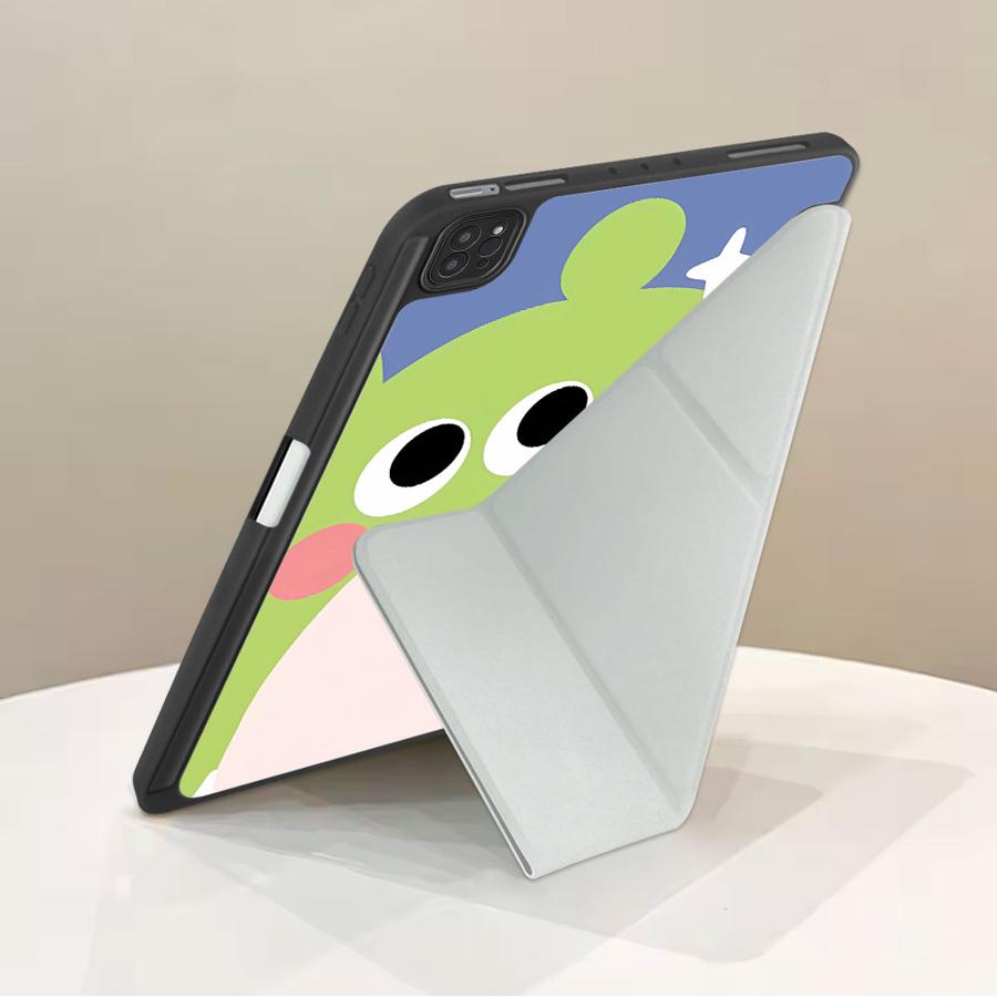 Чехол-подставка Чехол для планшета Для iPad Pro 2025 Pro 11-го 10-го 9-го 8-го 7-го 12,9 дюйма Mini 6 7 Air 4 5 M3 M2 1 2 M4 11 дюймов Зеленый Мультяшный