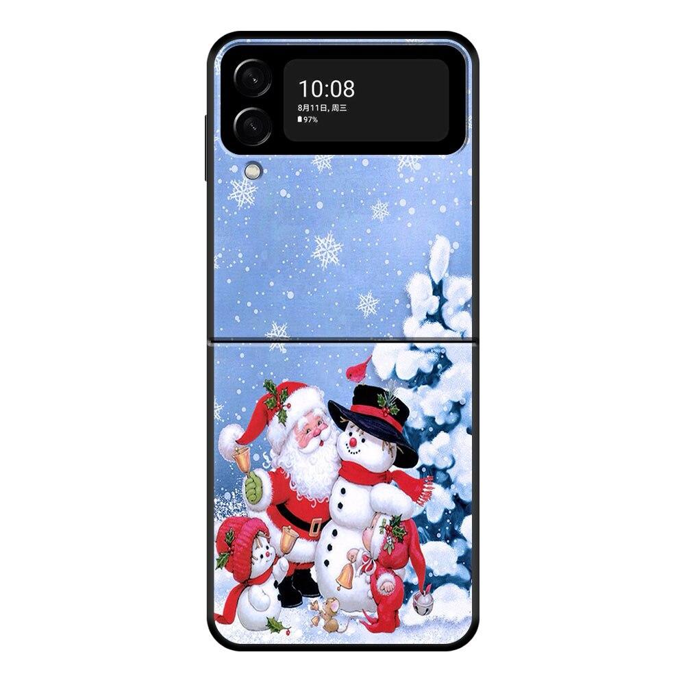 Счастливого Рождества Снеговик Чехол для телефона для Samsung Galaxy Z Flip Z Flip3 5G Z Flip4 Твердый ПК Матовый чехол