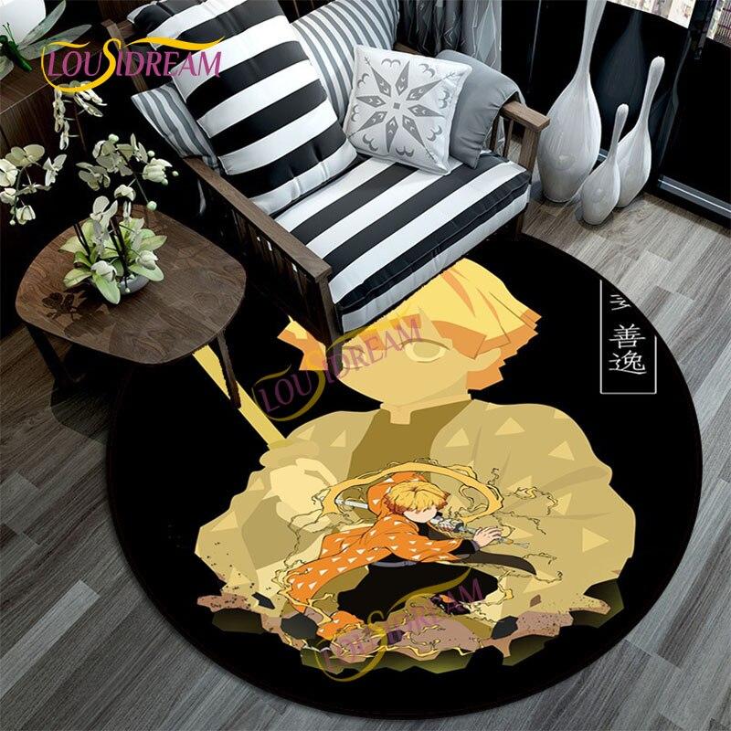 Коврик «Убийца демонов», 3D-печатный мультяшный напольный круглый коврик, коврик для стула для детской комнаты, украшение дома, моющийся ковер.