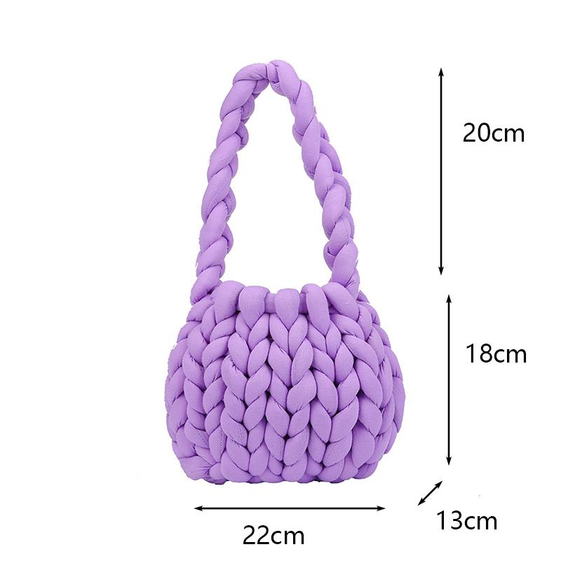 Ladies Casual Hand-woven Shopping Totes Fashion Soft Shoulder Handbag Homemade Crochet Bucket Bag Knitted Underarm Bags MIT