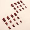 Wine Red Glossy Fake Nails New Year Square Tips Reusable Artificial Nail for Daily Students Nail Decoration
