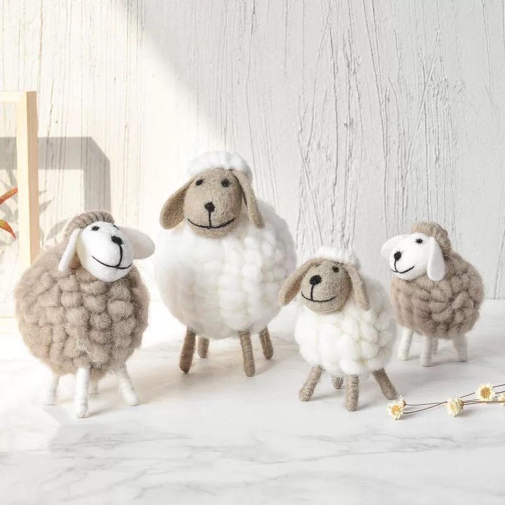 Supplies Miniatures Wool Felt Sheep Home Furnishings Mini Table Ornament Figurines Desktop Decor