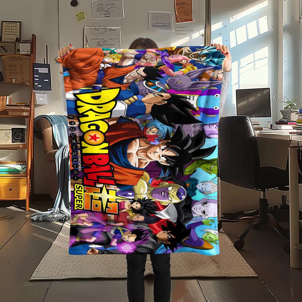 Фланелевое одеяло с принтом персонажей Dragon Ball, Высококачественное, Удобное для всех сезонов, Декор для дома, Тепло и уют, Идеально для рождественских подарков