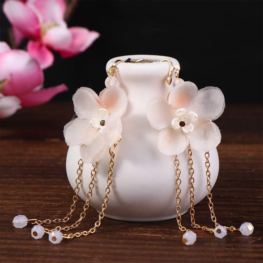 Women Girls Handmade Long Tassel Fashion Chinese Earrings Hair Comb Headwear Sets Hanfu Hair Stick
