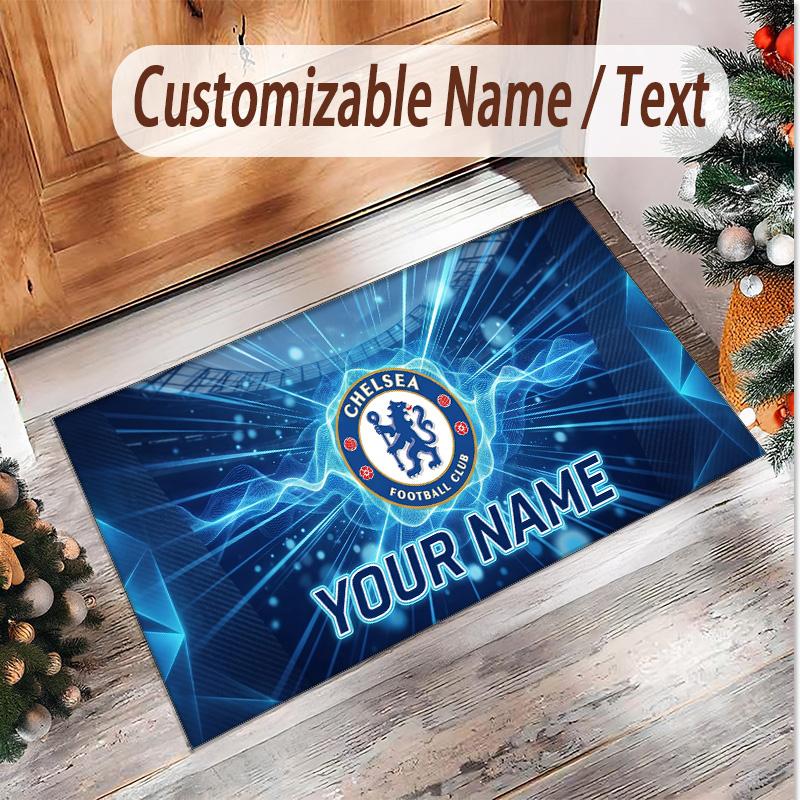 Personalized Crystal Velvet Carpet Chelsea FC Pattern Non Slip Floor Rug