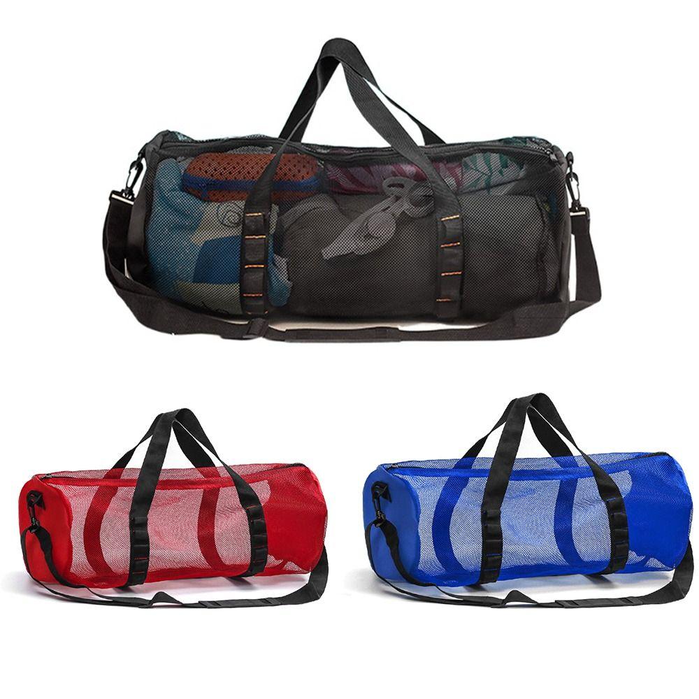 Adjust Shoulder Strap Mesh Dive Bag Foldable Oversized Beach Gym Bag Mesh Travel Duffle Fins