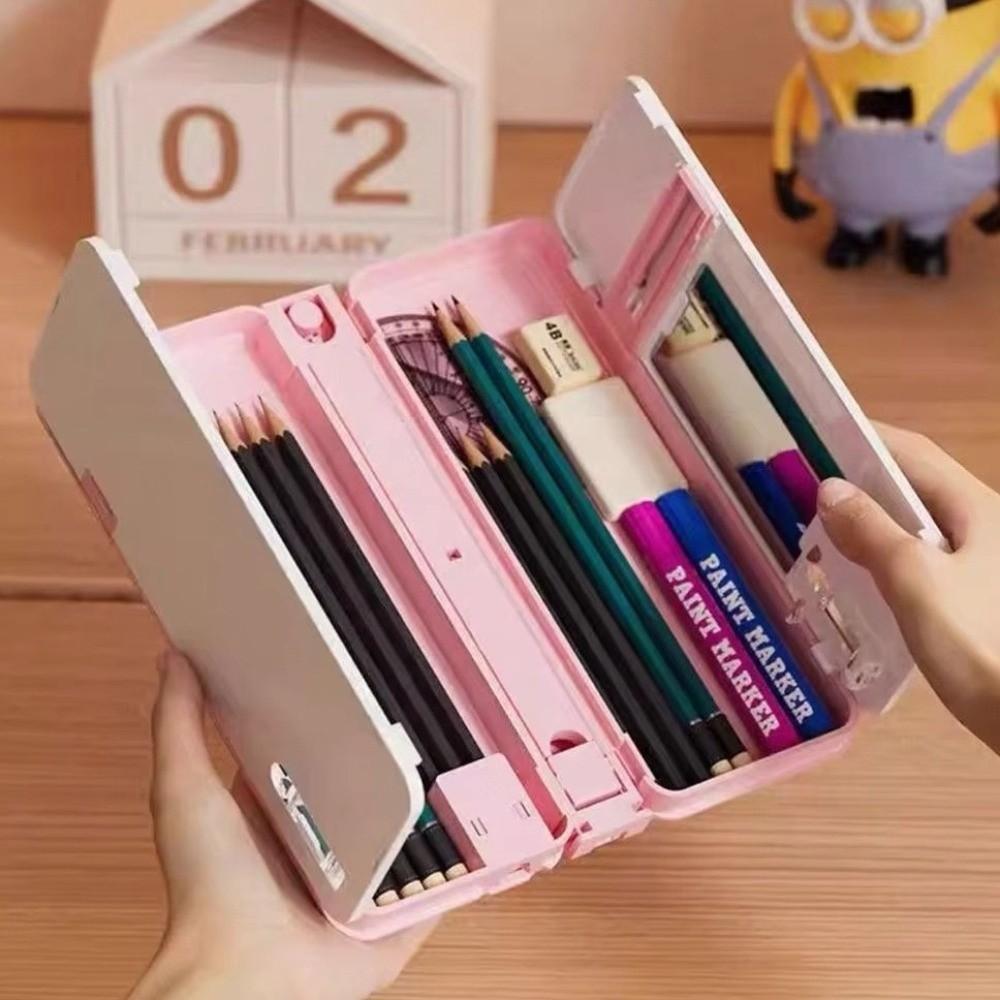 Foldable Pencil Box Reading Stand Large Capacity Stable Dual-use Reading Bookshelf Adjustable With Pencil Sharpener