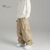 Мужские брюки с несколькими карманами, эластичный пояс, обтянутый щиколоткой, свободные винтажные брюки-карго, однотонные уличные брюки для походов на свежем воздухе, кемпинга