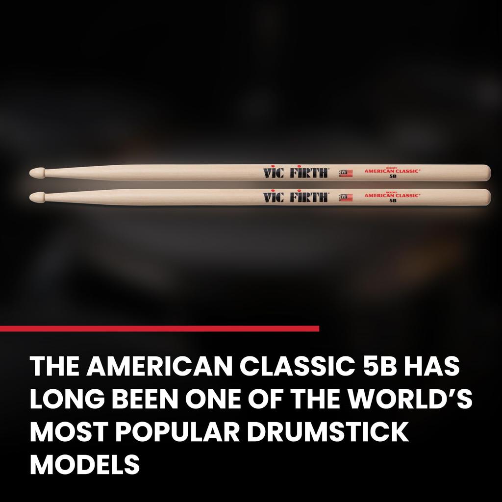 VIC FIRTH American Classic 5B Hickory Drumsticks, VIC-5B