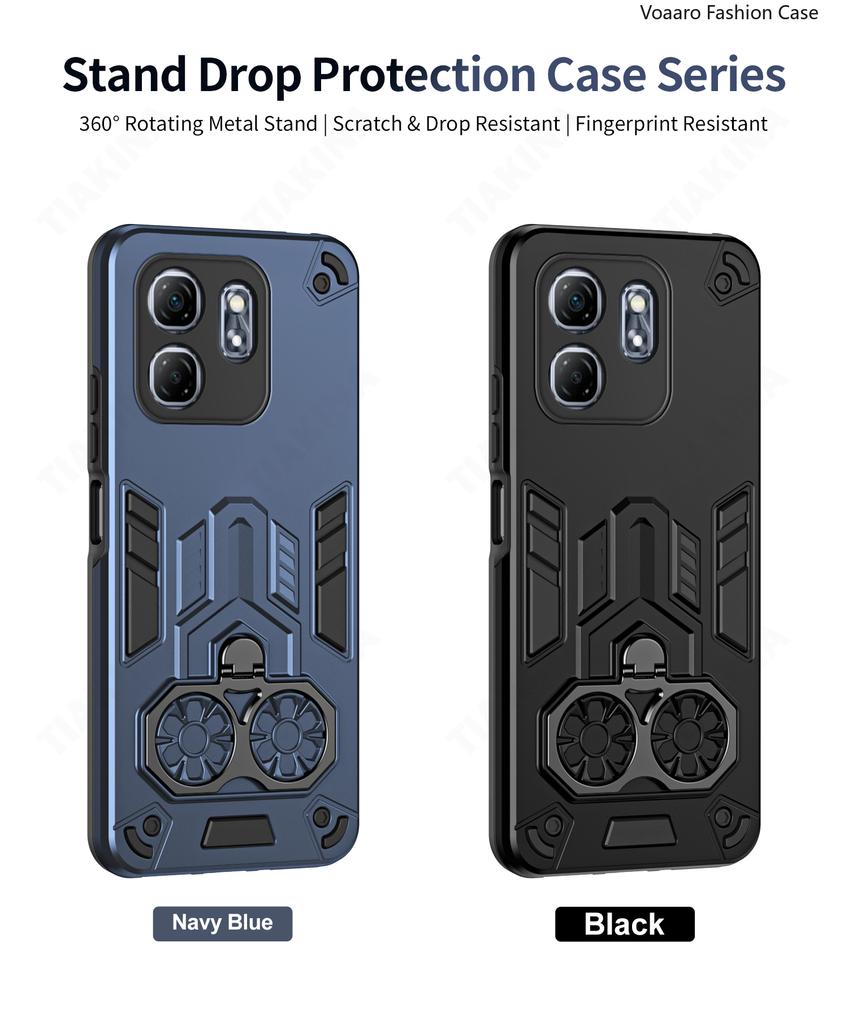 Двойное кольцо-броня на палец для Infinix Hot 50i Чехол для Infinix Smart 9 Вращающийся металлический кронштейн Подставка Чехол Противоударный Capa