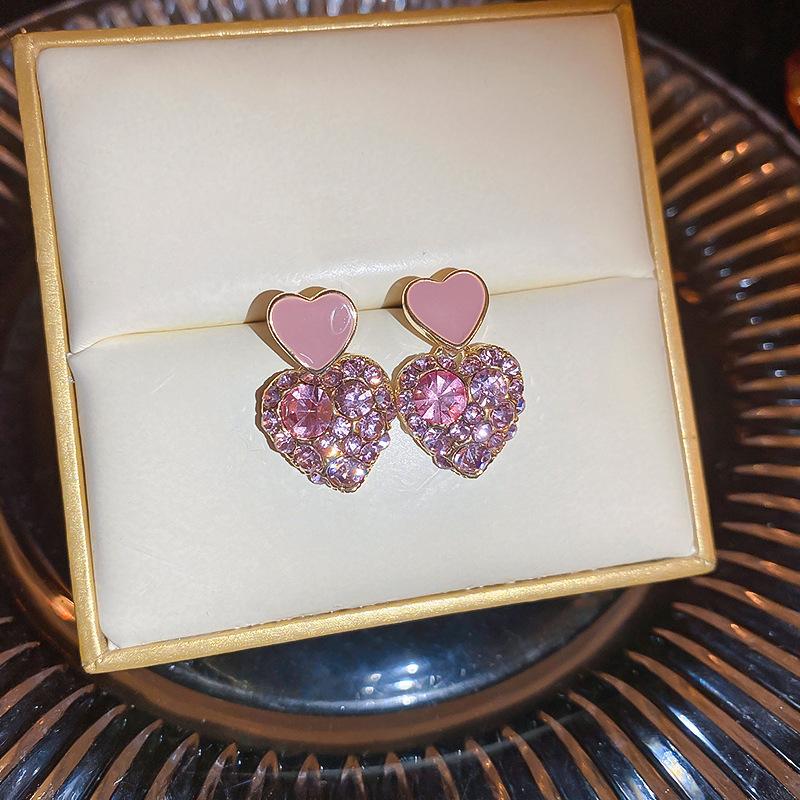 Серьги с розовыми цветами в форме сердца и кошачьим глазом, модные серьги, высококачественные серьги