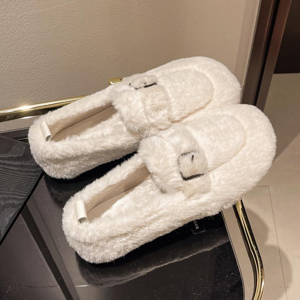 2024 New Autumn Winter Women Casual Flats Women's Moccasins Soft Loafers Fashion Comfort Warm Plush Slip On Female Cotton Shoes