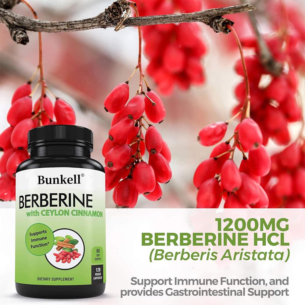 Berberine hydrochloride 1200 mg, containing organic Ceylon cinnamon - 120 capsules