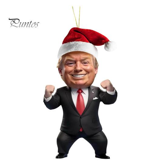 Рождественское украшение Трампа 2D акриловое зеркало заднего вида автомобиля подвеска мультфильм Трамп рождественская елка украшение для двери рюкзака