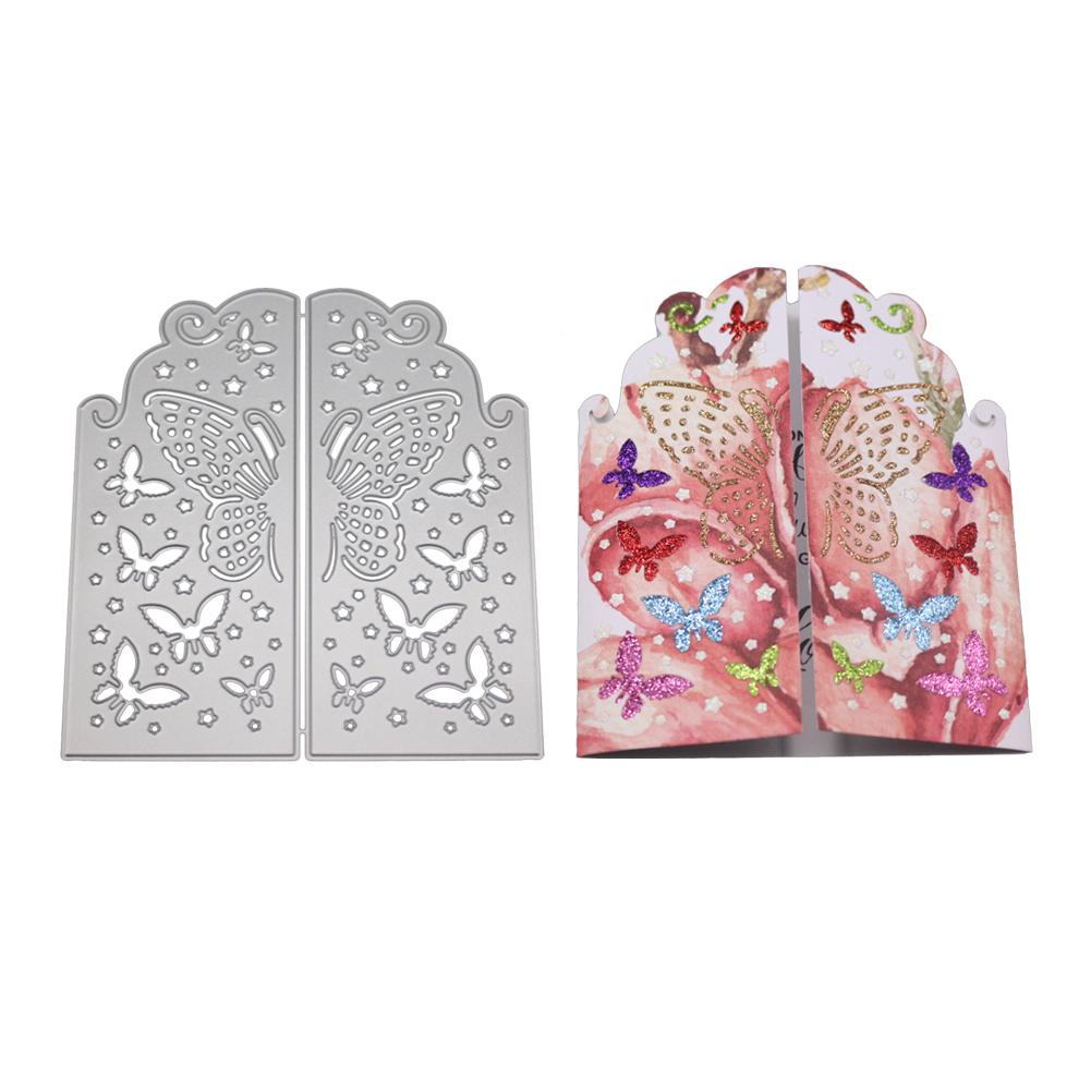 Карточная рамка Бабочка Украшение Металлический серебристый трафарет Тиснение Вырубные штампы Для DIY Скрапбукинг Бумага Альбом Изготовление открыток