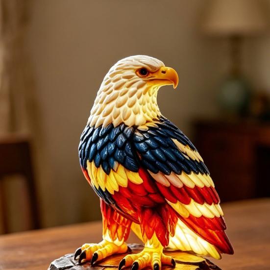 Bald Eagle Table Lamp Eagle Night Light 3D Resin American Red White Blue