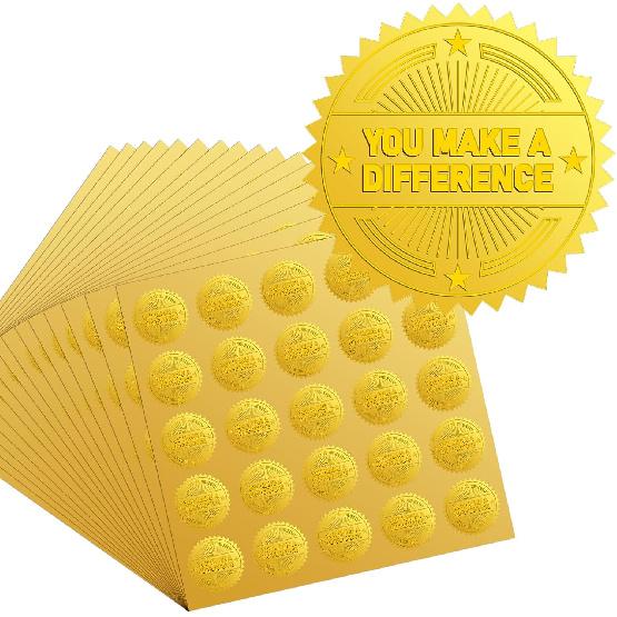 Kosiz 500 Pcs Official Seal of Excellence Embossed Gold Foil Certificate Seals 1.5 Inch Self Adhesive Gold Achievement Award Stickers for Graduation