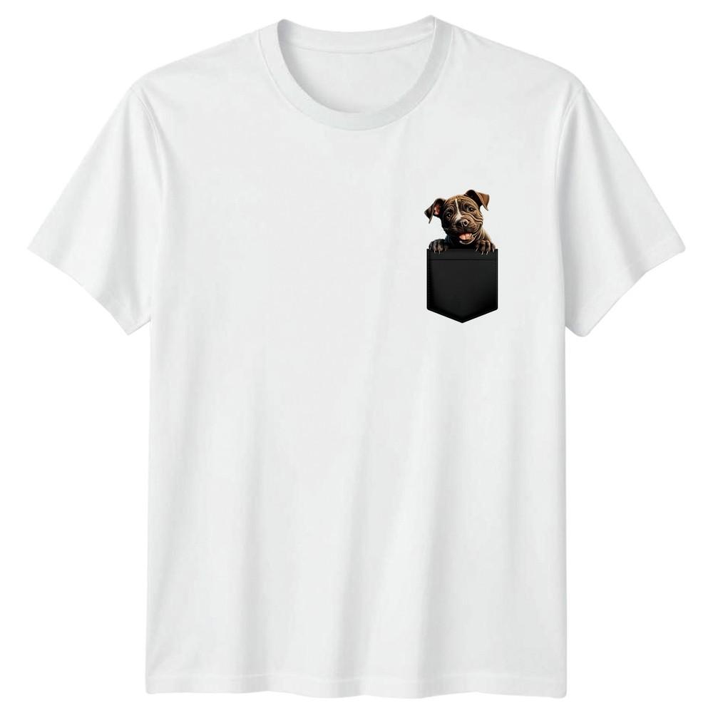 Wrinkly Puppy Pitbull Dog Pocket Graphic Tee Animals Unisex Unisex Unisex TShirt