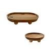 Elegant Wooden Oval Tray Pedestal Stand Organizer Mini Wood Riser For Dessert Candle Key Storage Table Counter Decoration Gift