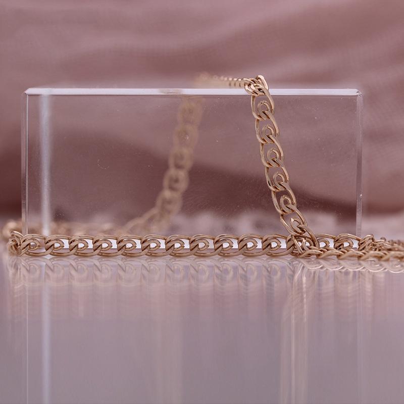 Rose Gold Color Italian Craftsmanship Delicate Girl Woman Bracelet Necklace Combination Long Chain