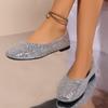 Женская весенне-летняя новая женская обувь с блестками, мерцающая, с мелким вырезом, женские туфли-лодочки, квадратный носок, плоская подошва, блочный каблук, повседневные туфли-лодочки