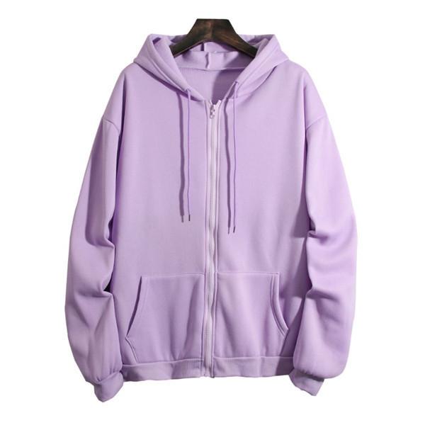 Women's Loose Hooded Sweatshirt Solid Color Zipper Cardigan Tops