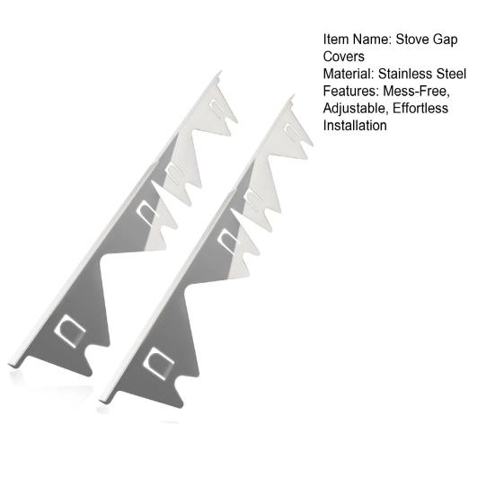 Yousheng 2 шт., накладки на зазоры для плиты, нержавеющая сталь, наполнитель зазоров для плиты, термостойкий, регулируемый, комплект для наполнения зазоров для кухонной плиты, защитная крышка для плиты