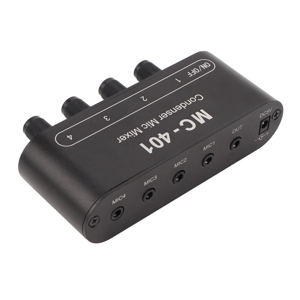3.5mm Stereo 4 in 1 Out Mic Mixer Portable Microphone Mixer Extender Speaker Use