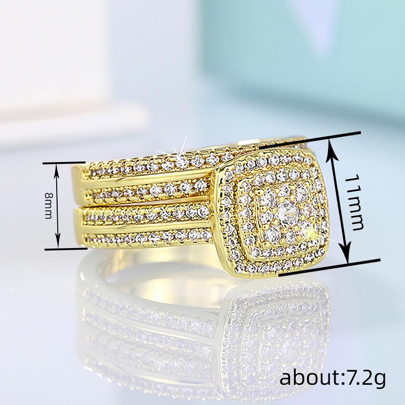 Ring women's fat geometric half-circle diamond jewelry, shiny light luxury dress accessories