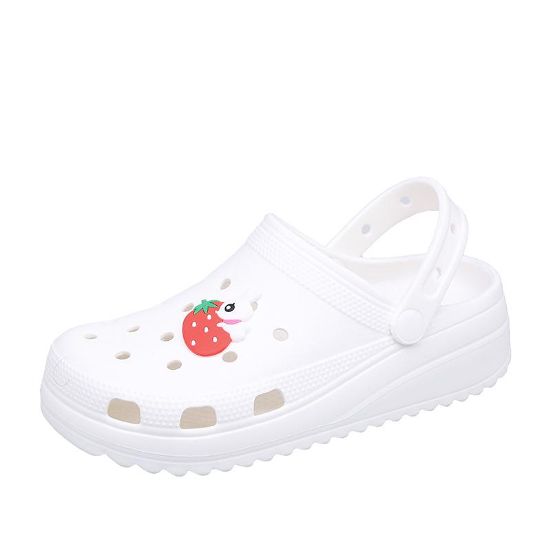 Новые тапочки для женщин, летние, для отдыха на море, повседневная пляжная обувь, нескользящая верхняя одежда, симпатичные туфли с дырочками в виде мультфильмов